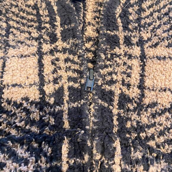 SKIMS Kids Brown Black Hooded Zip Front Plaid Cozy Knitting Onesie Size 6 / 7 - Picture 3 of 8